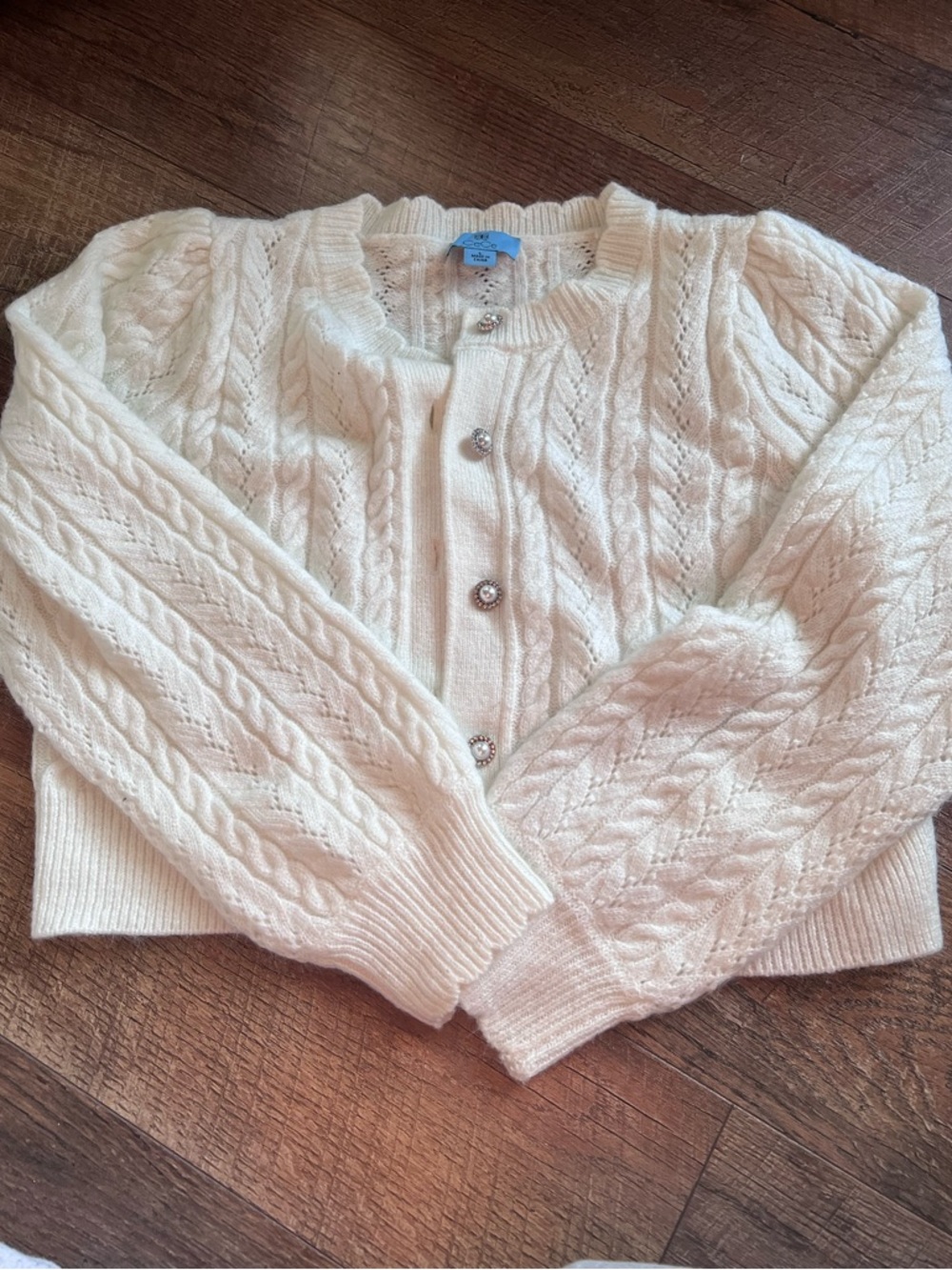 CeCe Cream Cable-Knit Button Cardigan